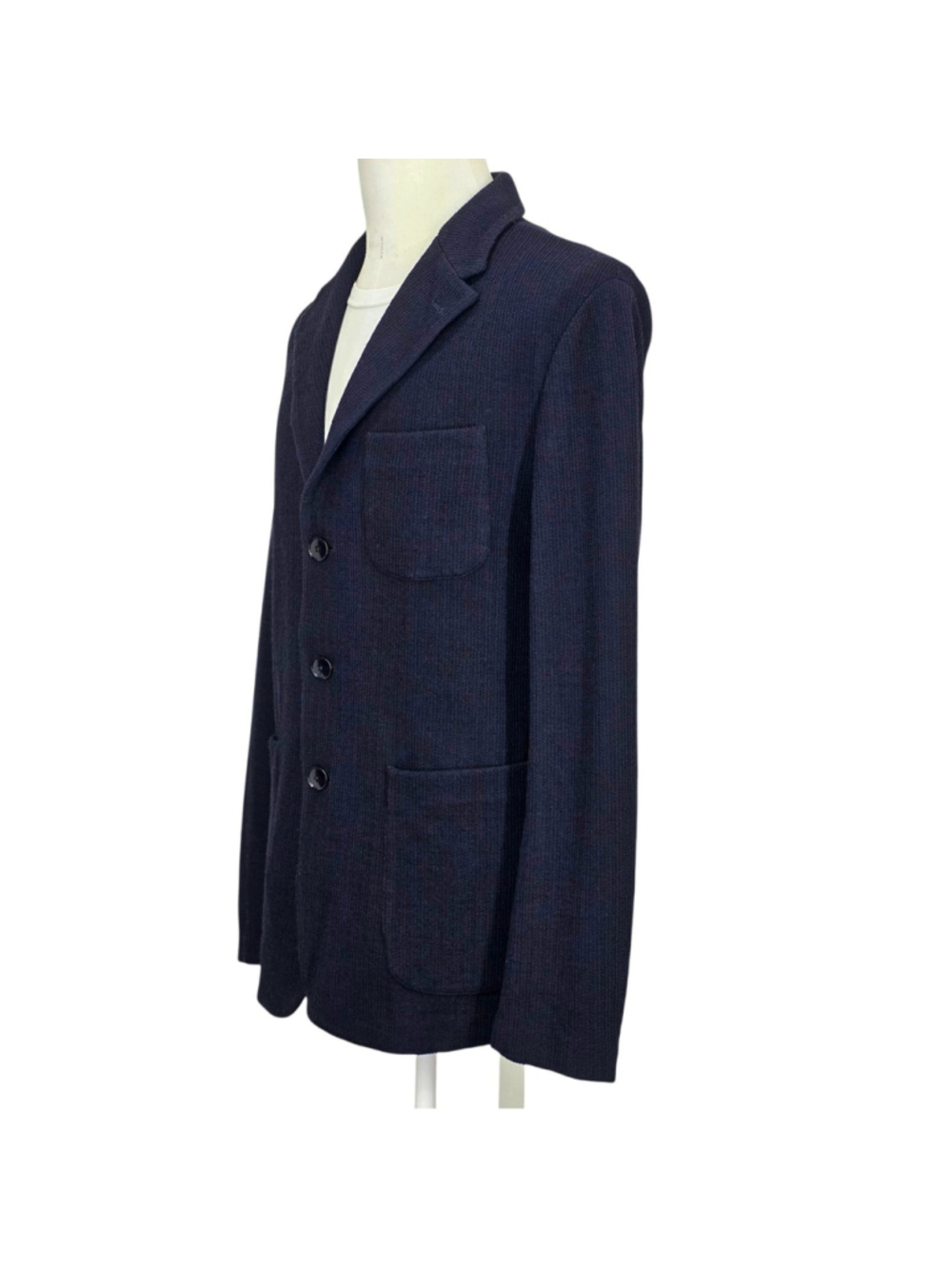Barena Venezia Mens IT 56 Torceo Navy Ribbed Knit Wool Blazer Made Italy $890 - Picture 6 of 16